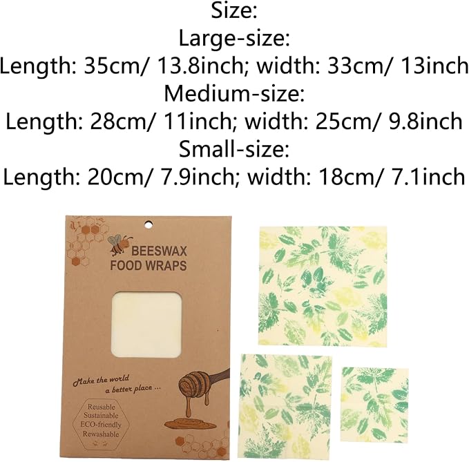 Bee's Wrap Beeswax Wraps for Food - Reusable Food Wraps, Sandwich Wrap & Bowl Covers Green Leaves One Size