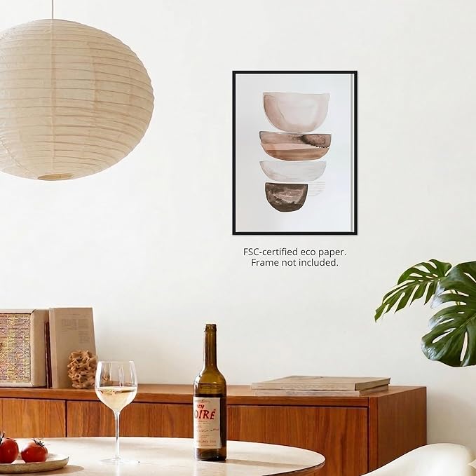 Moonow7 Earthy Tones Abstract Wall Art Print, Modern Aesthetic Decor for Living Room, Dining Room, or Kitchen, Unframed Size 50x70 cm / 20x28″