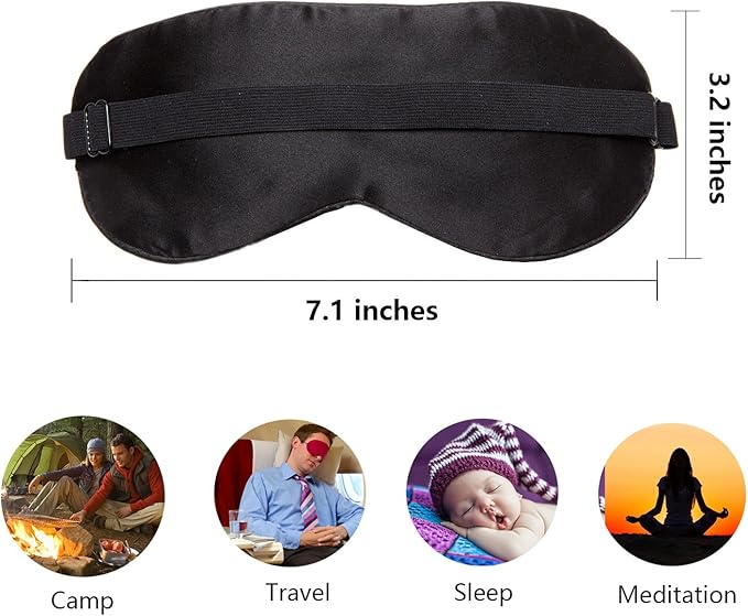 100% Natural Silk Sleep Eye Mask Kids, Cute Night Sleeping Mask with Adjustable Elastic Strap for Girls Boys Child (Blue Small)