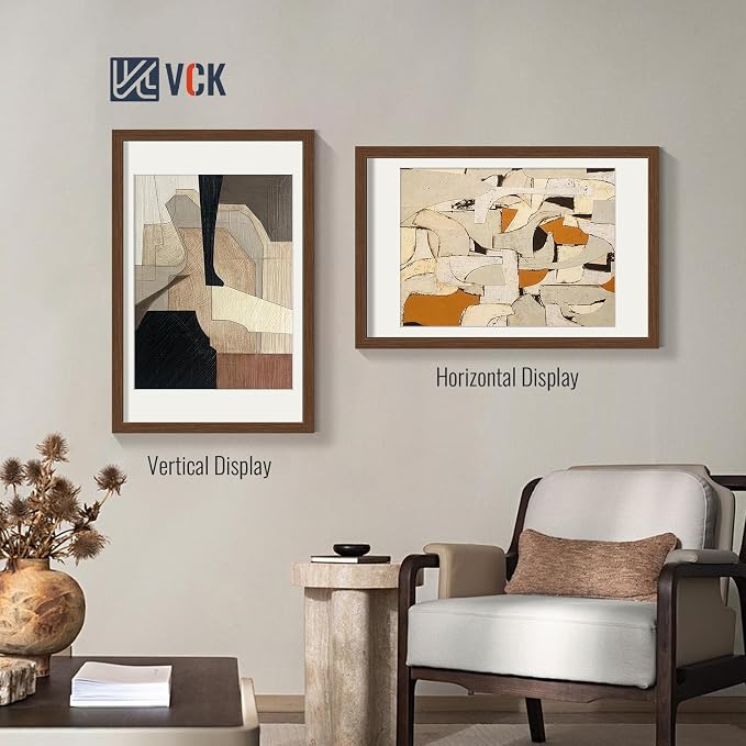 VCK 20x30 Frames Brown 3 Pack, Wide Border Wood, Display 18x24 Picture Photo with Mat or 20 x 30 without, for Home, Office, Gallery, Woodgrain Series, Wall Hanging