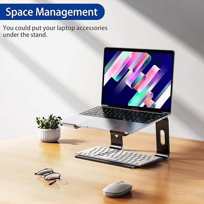 BESIGN LS03 Aluminum Laptop Stand, Ergonomic Detachable Computer Stand, Notebook Riser, Laptop Mount Compatible with Air, Pro, Dell, HP, Lenovo More 10-15.6" Laptops, Black
