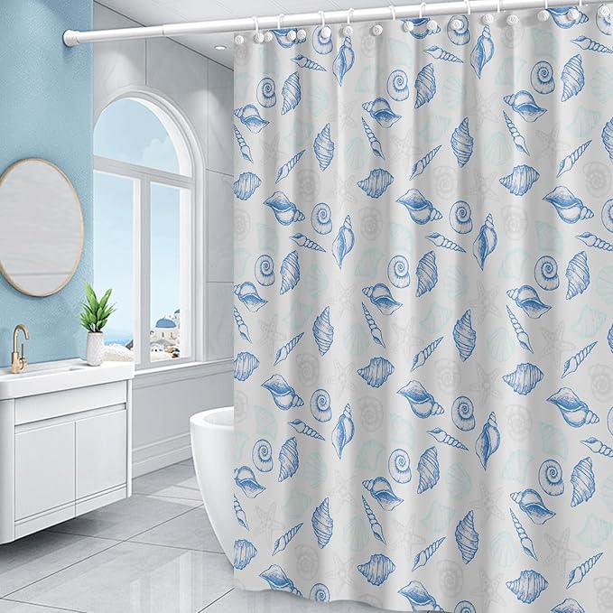 Plastic Shower Liner - Premium PEVA 4G Shower Curtain Liner with Rustproof Grommets and 3 Weighted Magnets, Waterproof Shower Curtain for Bathroom… (Whelk, 72”*72”)