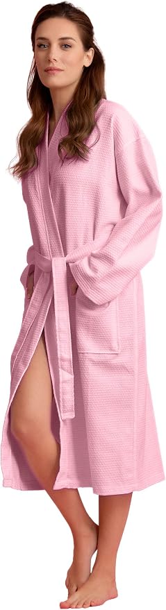 Women's Personalized Luxury Cotton Bathrobe-Customizable Waffle Lightweight Robe-Soft & Absorbent
