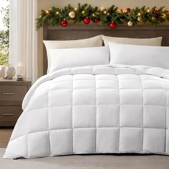 ACCURATEX Lightweight Duvet Insert King, Cotton Shell, 250GSM Fill,104x90 | Sateen Weave,Summer Down Alternative Comforter,Ultra-Soft & Breathable, 8 Tabs, Machine Washable