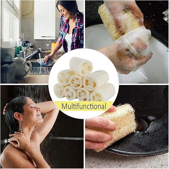4Pcs/Pack Organic Loofahs Loofah Spa Exfoliating Scrubber Natural Luffa Body Wash Sponge Made 4 Inch