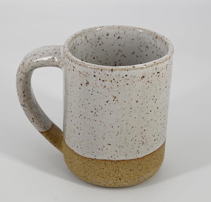 Handmade White Speckled Ceramic Coffee Mug - 12oz (White Speckled) | Handmade