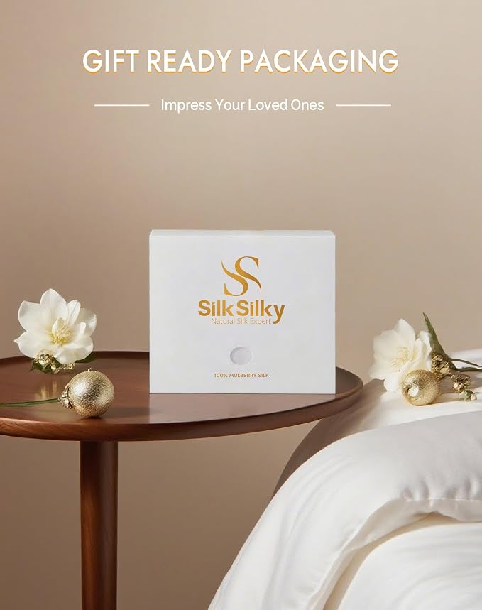 SilkSilky 100% Mulberry Silk Pillowcase - Pure 22 Momme High-Grade 6A Fibers for Hair & Skin, Hidden Zipper, Natural, Organic, Breathable & Cooling Pillow Case (Queen 20''x30'', Black)