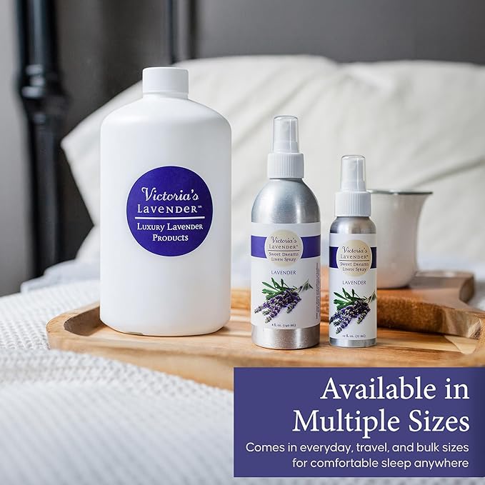 Victoria's Lavender Linen Spray - Aromatherapy Pillow Mist & Linen Spray for Bedding, Soothing Lavender Essential Oil Pure Blend for Bed & Pillows, Relaxing, Handmade in the USA - 3 Pack, 8 oz