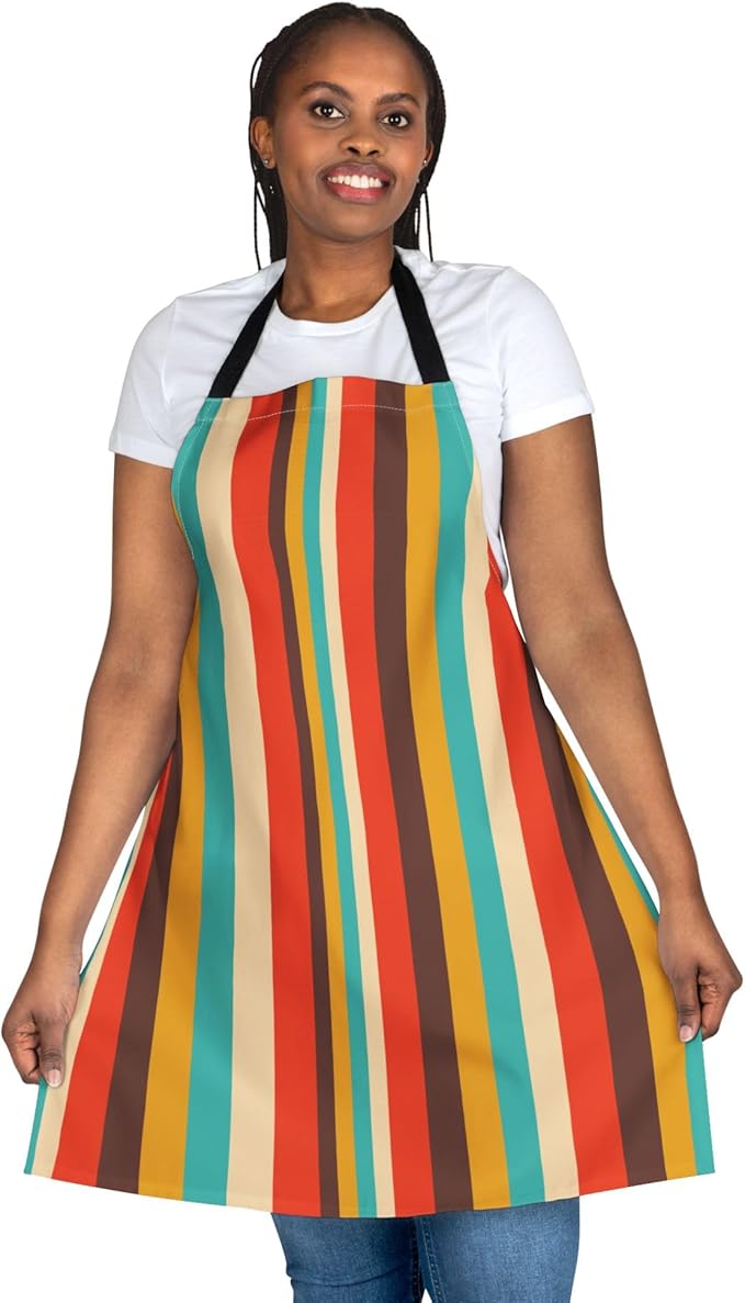 Retro Vertical Stripes Apron | Colorful Kitchen Stripe Apron