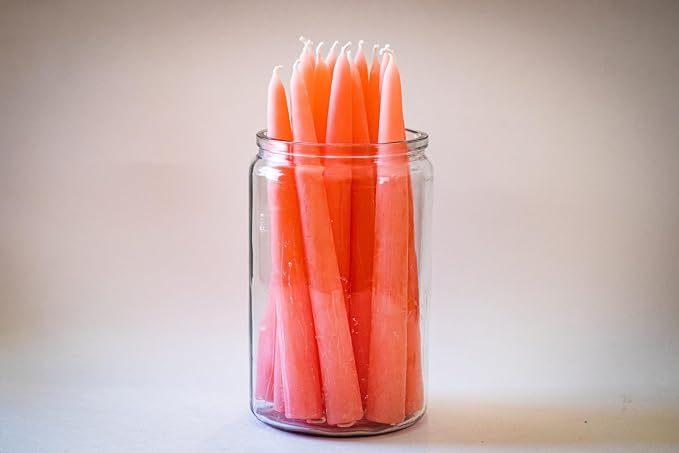 100% Pure Beeswax Taper Candles - All-Natural Handmade Decorative & Dipped Smokeless Unscented Candles for Christmas, Advent, and Hanukkah, Pink Sunrise, 8.5 Inches, 24 Candle Set, by BeeTheLight