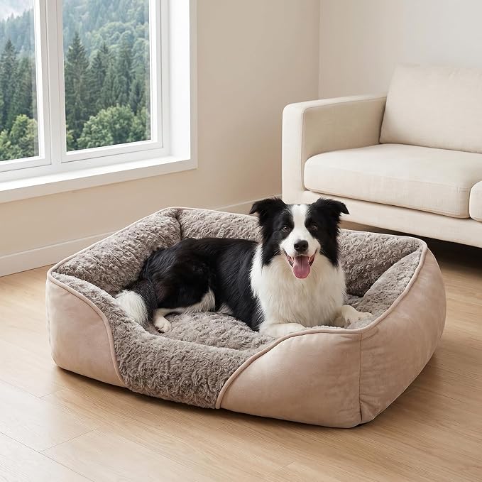 INVENHO X-Large Dog Bed for Large Medium Small Dogs Rectangle Washable Dog Bed, Orthopedic Dog Bed, Soft Calming Sleeping Puppy Bed Durable Pet Cuddler with Anti-Slip Bottom XL(35"x25"x10")