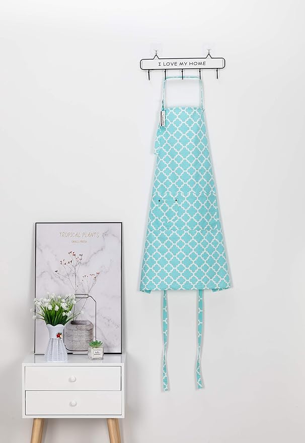 LessMo Kitchen Cooking Aprons with 3 Pockets for Men Women - Cotton Adjustable Professional Grade Chef Apron for Kitchen, BBQ & Grill (Light Green)