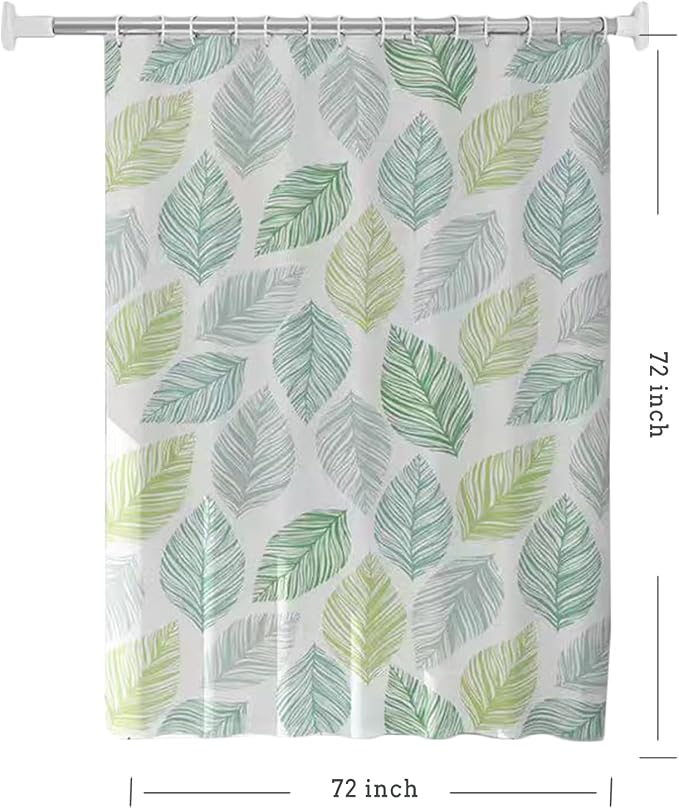 TIKABC Shower Curtain Liner, 4G PEVA Shower Liner, Plastic Waterproof Shower Curtains, with Grommet Holes and 3 Magnetic Weights(Colored Leaves)