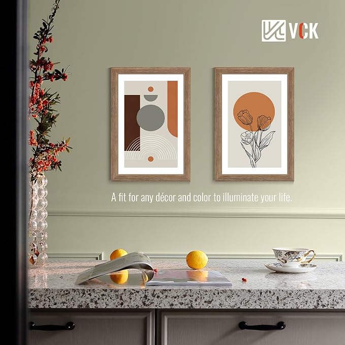 VCK 12x18 Poster Frame Set of 4 - Walnut, Gallery-Quality Wood Picture Frames, 1.1-Inch Wide Border, Polished Plexiglass, Vertical or Horizontal Wall Display for Photo/Art/Prints, Walnut