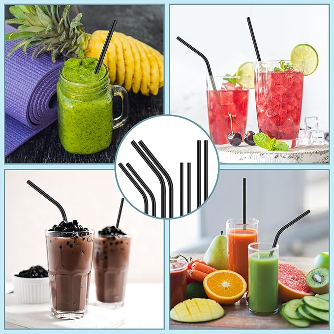 27 Pack metal straws reusable,12 Pcs Straight +12 Pcs Bent 3 Pcs Cleaning Brushes Included,stainless steel straws for 20oz and 30oz Tumblers Dishwasher Safe