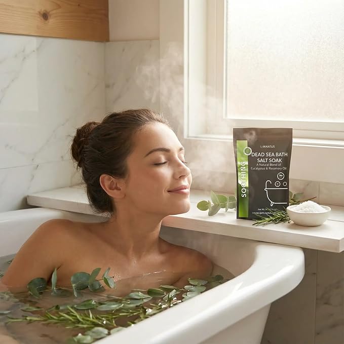 Dead Sea Soothing Bath Salt Soak with 21 Minerals – Relaxing, Detoxifying, and Nourishing for Skin – 14oz, Infused with Essential Oils – Rejuvenate Mind & Body, Made in The USA Eucalyptus