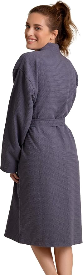 Women's Personalized Luxury Cotton Bathrobe-Customizable Waffle Lightweight Robe-Soft & Absorbent