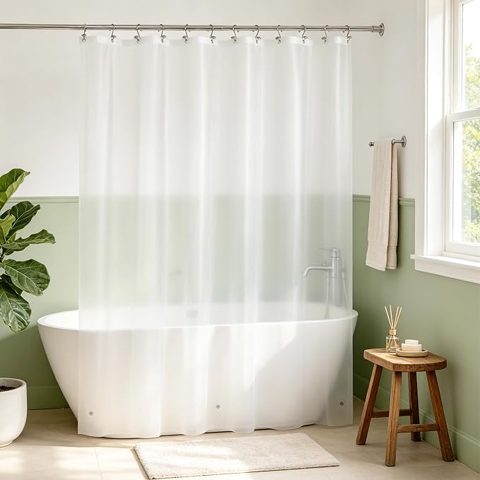 Mrs Awesome Extra Long Frost Shower Curtain Liner with 3 Magnets, 72x108 Frosted PEVA Shower Liner, Light Weight Plastic Shower Curtain for Bathroom, Waterproof,Frost