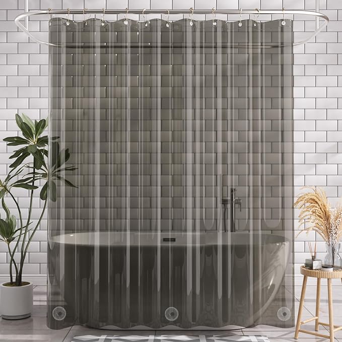 AmazerBath Extra Long Shower Curtain Liner, Clear Black Shower Liner 84 Inches Long, 72x84 Plastic Shower Curtain Liners, Cute Tall Shower Liner, PEVA Bathroom Shower Curtain Liners & 3 Magnets