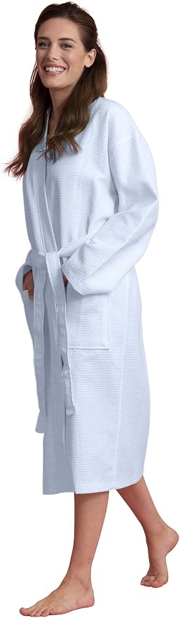 Women's Personalized Luxury Cotton Bathrobe-Customizable Waffle Lightweight Robe-Soft & Absorbent