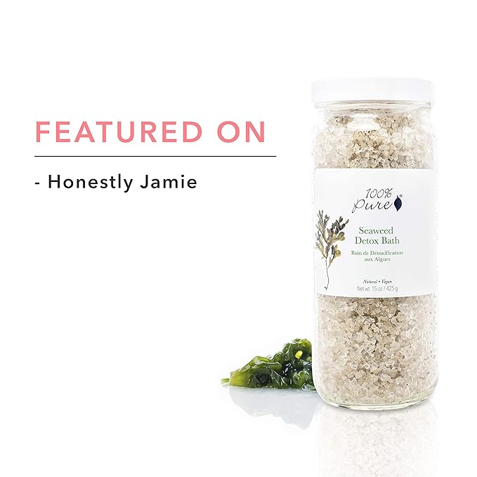 100% PURE Seaweed Detox Bath Soak, Bath Salts for Relaxation, Made with Eucalyptus Essential Oil, Spa Kit for Home, Bath Soak with Essential Oils - 15 Oz