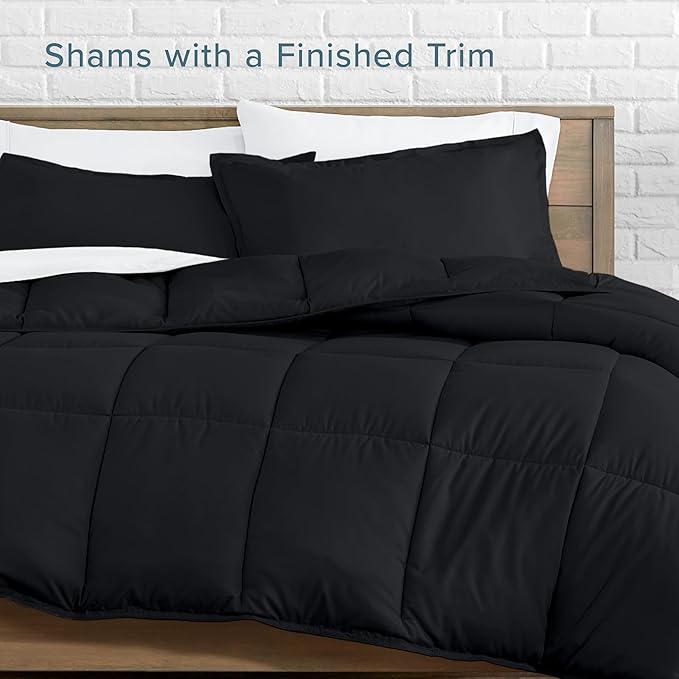 Bare Home Comforter Set - California King Size - Ultra-Soft - Goose Down Alternative - Premium 1800 Series - All Season Warmth (California King, Black)