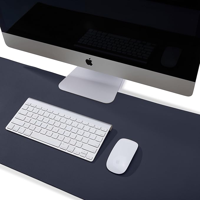 Leatherology Premium Midnight Blue Extra Long Modern Desk Pad, Fits Laptop or Monitor, Keyboard and Mouse, Made with Italian Leather