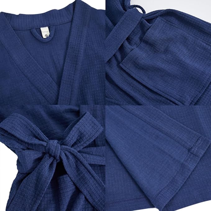 Women's Robes Luxury cotton Lightweight Summer Long Plus Size BathRobes for Women Soft Kimono Spa Knit Waffle Robes
