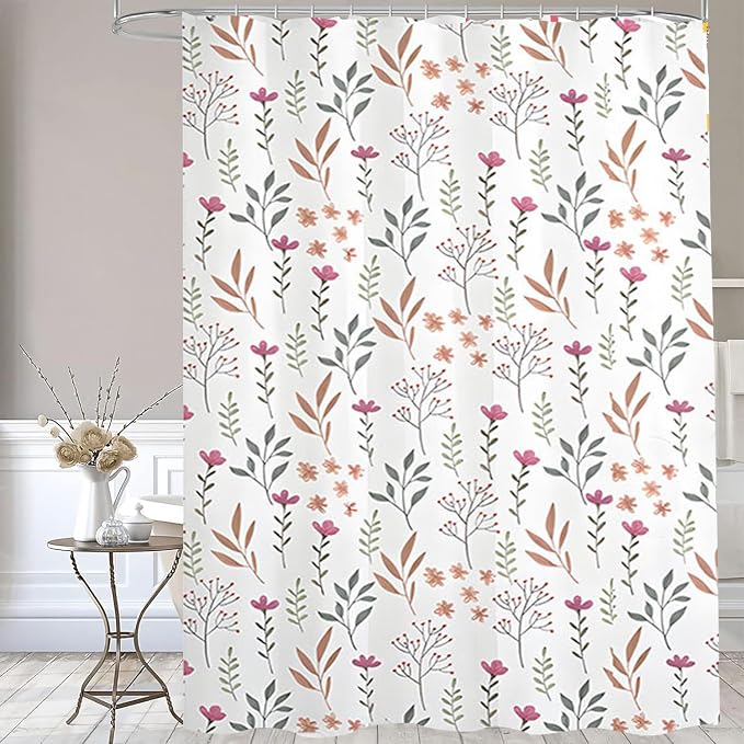 Plastic Shower Liner - Premium EVA 6G Thickened Shower Curtain Liner with Rustproof Grommets and 3 Weighted Magnets, Waterproof Shower Curtain for Bathroom(Bouquet, 72”*72”)