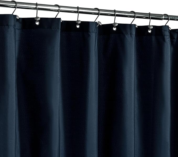 N&Y HOME Fabric Shower Curtain or Liner Extra Long 72 x 84 Inches - Hotel Quality, Machine Washable, Water Repellent - Navy Blue, 72x84