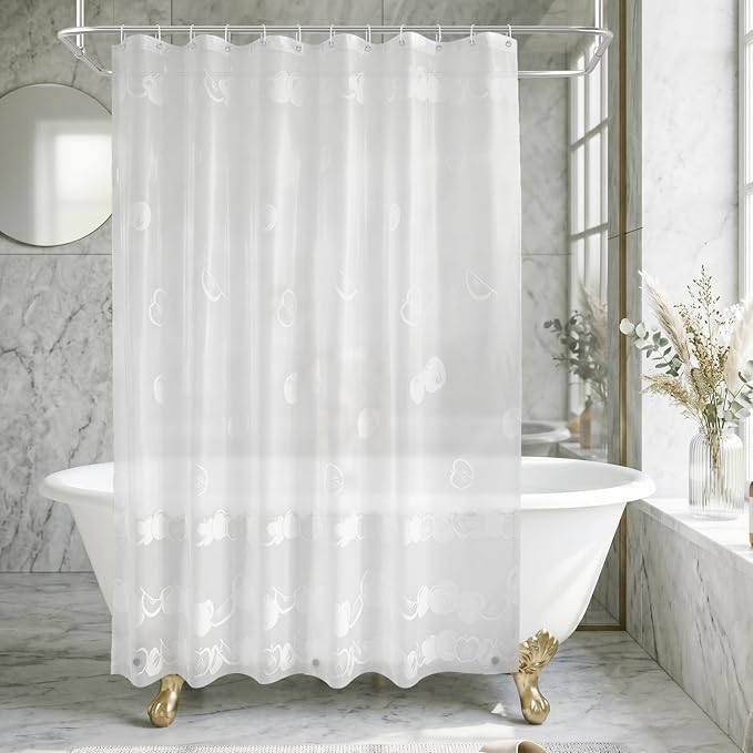 PEVA Shower Curtain, Water Repellent Premium Bathroom Shower Curtain with 3 Magnetic Weights for Shower Stall, Bathtubs