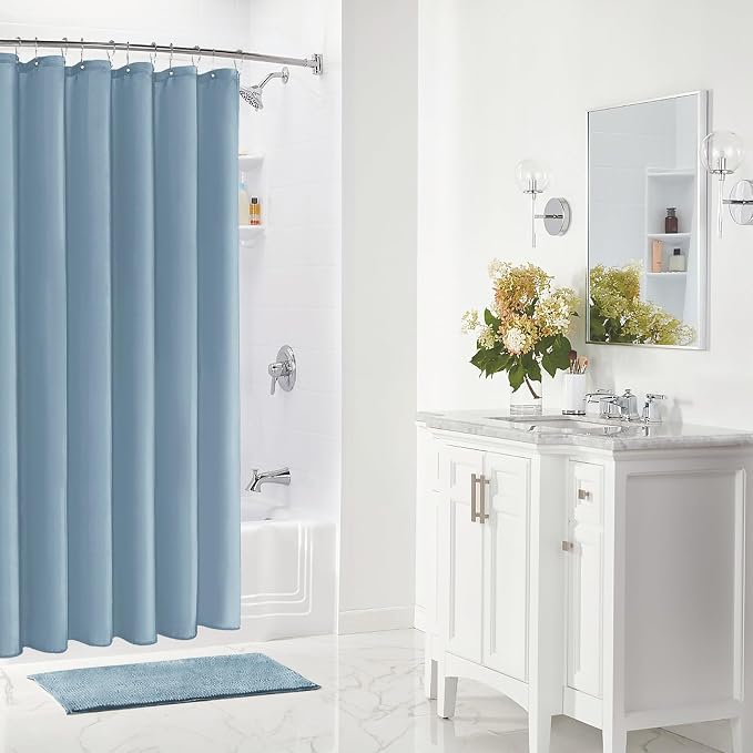 Gibelle Long Shower Curtain Liner 72 x 78 Inches, Light Blue Shower Curtain Liner, Washable Waterproof Fabric Bathroom Shower Curtain