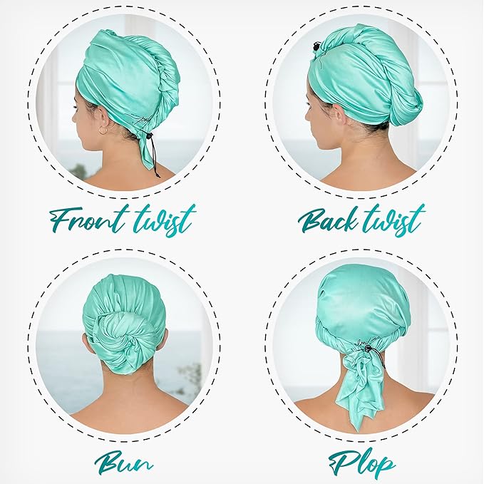 Microfiber Hair Towel Wrap for Women – Large Fast Drying Hair Towel with Patented Clip – Anti-Frizz, Super Absorbent, Silky Smooth Microfiber – Plopping Hair Wrap for Curly & Wavy Hair – 2 Pack
