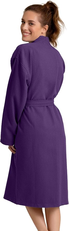 Women's Personalized Luxury Cotton Bathrobe-Customizable Waffle Lightweight Robe-Soft & Absorbent