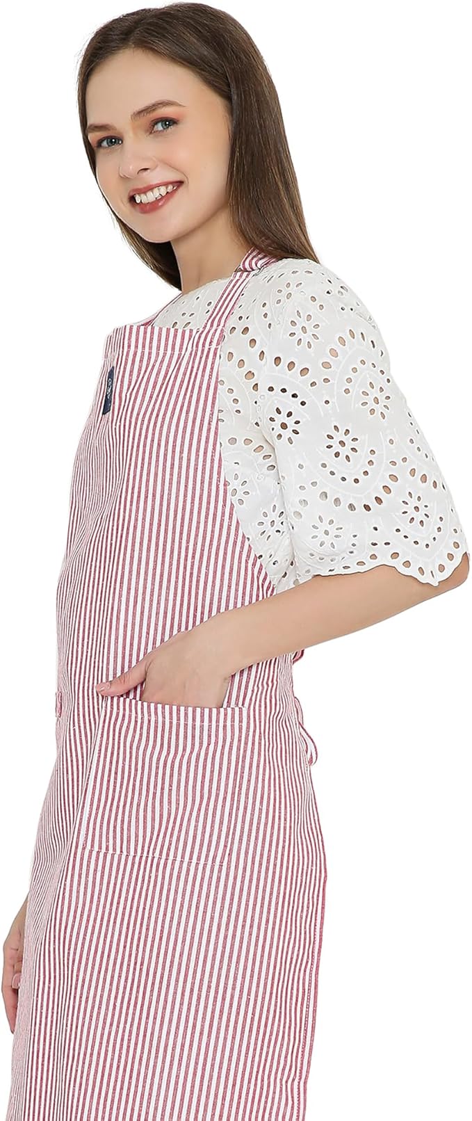 Encasa XO Cotton Kitchen Aprons for Women & Men with Pocket & Towel Loop, Adjustable Neck & Back Strap for Cooking, Baking