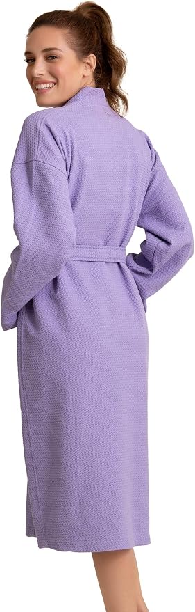 Women's Personalized Luxury Cotton Bathrobe-Customizable Waffle Lightweight Robe-Soft & Absorbent