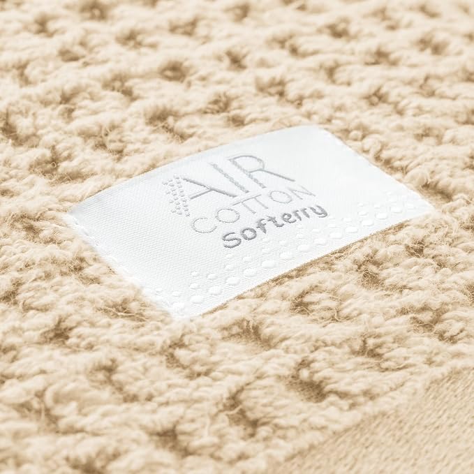 Softerry Waffle Bath Towel Set - 100% Soft Cotton - Plush and Extra Absorbent - Luxury Hotel & Spa Quality - Fade Resistant - Eco-Friendly (Natural, Set of 4 Bath)
