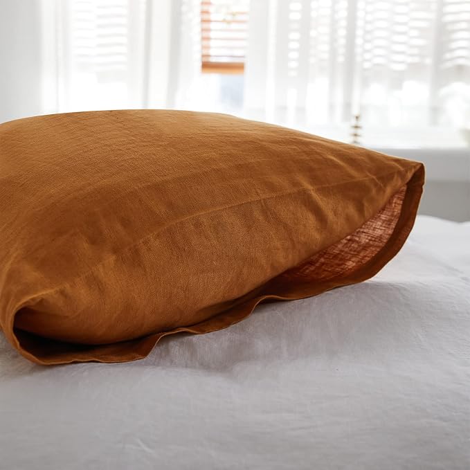 Simple&Opulence Body Pillow Cover 20" x 54",100% Pure Linen, Ultra Soft and Breathable, Body Pillowcase with Envelope Closure for Adults (Rust)