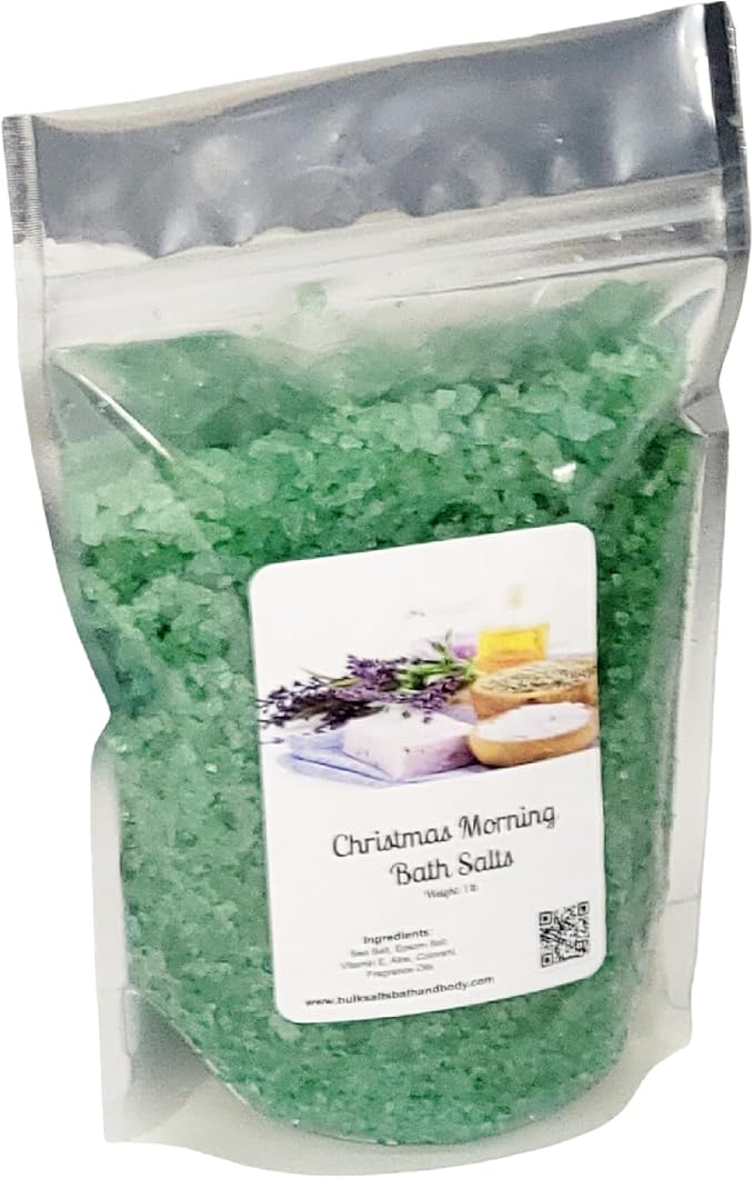 Bath Salts | 1lb Bag (16oz.) | Choose Your Scent | Epsom Salt | Sea Salt| Bathing | Body Care | Beauty | Relaxation | Spa | Pedicure | Manicure | Soak (Christmas Morning)