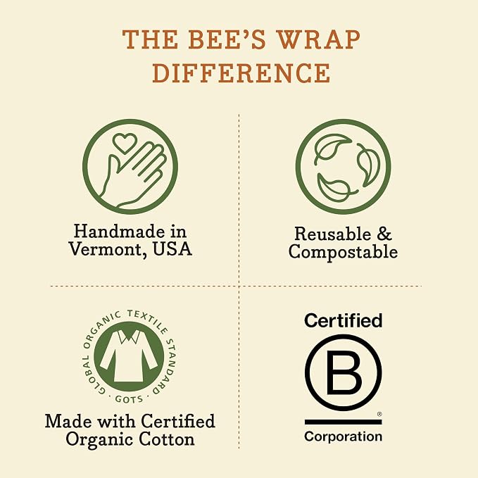 Bee's Wrap Beeswax Wraps for Food - 3 Pack of Assorted Beeswax Wraps - Small, Medium & Large Wrap - Plastic Free Made in USA Reusable Natural Food Wrap - Botanical Print