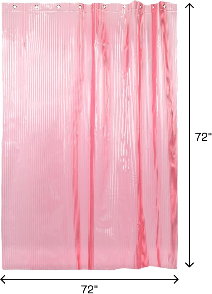 Sproos! - Fluted Shower Liner Pink 72" x 72" - Prevent Water Splashes - Modern Stylish Design - Eco-Friendly Material - Easy Maintenance Durable Long-Lasting