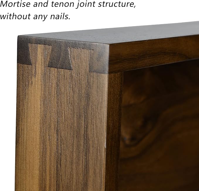 24 x 24 inches Black Walnut Extra Large Ottoman Tray Wood Trays with Handles Square Wooden Solid Serving Tray for Oversized Ottoman Living Room