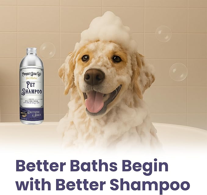 Project Sudz Spa Collection Liquid Shampoo β Driftwood & Amber | Natural Pet Shampoo for Dogs & Cats | Eco-Friendly, Gentle, Non-Toxic, Made in USA