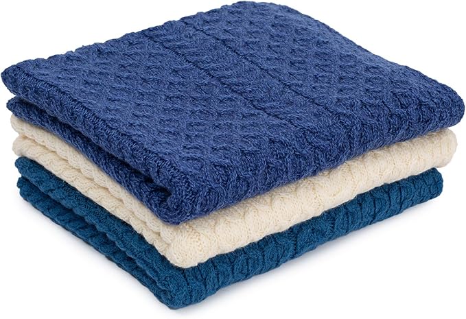 SAOL Bed Throw Blanket Irish Aran 100% Soft Merino Wool 60x36 Inches (Natural)