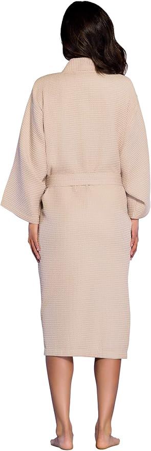 Turquaz Lightweight Long Waffle Kimono Spa Robe for Women