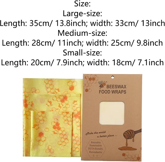 Bee's Wrap Beeswax Wraps for Food - Reusable Food Wraps, Sandwich Wrap & Bowl Covers Yellow Honeycomb One Size