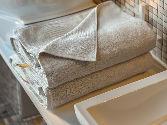 Highly Absorbent & Quick-Dry Organic Cotton Bath Towels, Soft & Lightweight, Made in Japan, Oeko-Tex Class 1 Certified, 28 x 53 inch, Ivory, Pack of 2 – Proof of Purity