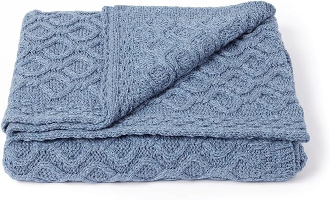 Aran Woollen Mills Supersoft Aran Blanket Irish Cable Knit Merino Wool Throw Made in Ireland 36"x 60"