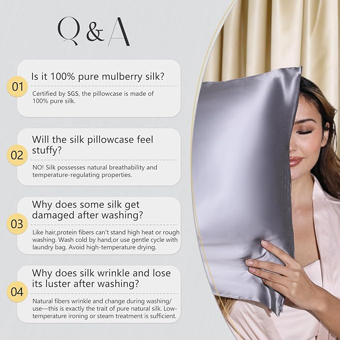 ZIMASILK 100% Pure Mulberry Silk Pillow Cases for Hair and Skin, Soft, Hypoallergenic & Smooth, Both Sides Grade 6A Silk, with Hidden Zipper, Gift for Women Men,1pc (King 20''x40'', Taupe)