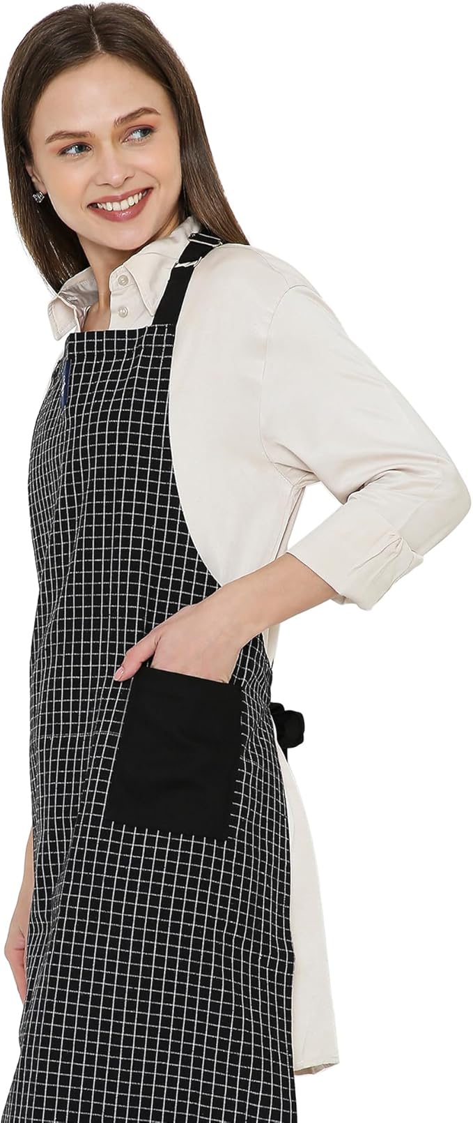 Encasa XO Cotton Kitchen Aprons for Women & Men with Pocket & Towel Loop, Adjustable Neck & Back Strap for Cooking, Baking